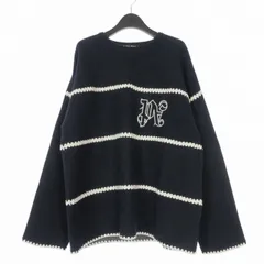 パームエンジェルス PALM ANGELS 23AW Monogram Striped Sweater ロゴ刺繍 セーター ニット M ネイビー 紺 PMHE048E23KNI0014603 国内正規のサムネイル