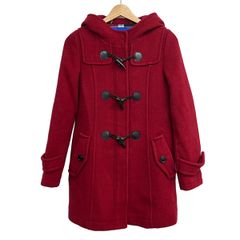 美品！バーバリーブルーレーベル　カシミヤ混フレアロングコート　サイズ38　赤 BLUE LABEL CRESTBRIDGE(ブルーレーベルクレストブリッジ) ダッフル