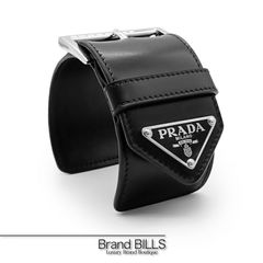 極美品 PRADA三角ロゴ バングル 腕輪 レザー RFID 黒色 1IB404 美品 プラダ PRADA 三角ロゴプレート レザーブレスレット - メルカリ