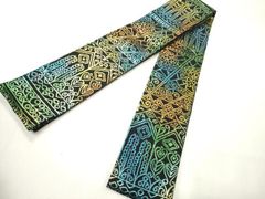 平和屋着物○男性 角帯 幾何学文 黒地 金糸 正絹 逸品 CABI4887ak