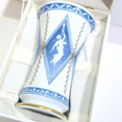 大倉陶園 女神 フラワーベース 花瓶 白 青 箱付きのサムネイル