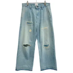 superNova. スーパーノヴァ Selvedge wide jeans-Repair ダメージワイドデニムパンツ SNJ-38 インディゴ Mのサムネイル