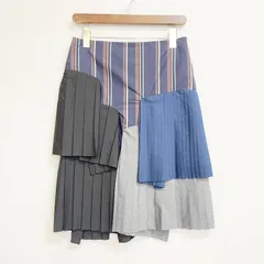 FACETASM STRIPE BONTAGE SKIRT ファセッタズム ストライプ ボンテージ スカート プリーツ アシンメトリー Ks7-26のサムネイル
