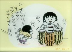 [Used] Clip Maruko & Shinnosuke Nohara (Percussion Instrument) "Chibi Maruko-chan x Crayon Shin-chan POP UP SHOP Okiraku Shoten Secret One-Panel Layer Acrylic Clip"