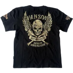 VANSON バンソン Tシャツ 半袖 ５分袖 アメカジ ブラック ★ S メンズ バイカー アウトレットのサムネイル