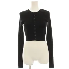 オーラリー AURALEE FOR Ron Herman タグ付き WASHABLE SILK RIB SHORT CARDIGAN ニットカーディガン リブ ショート丈 長袖 絹 シルク 1 黒 ブラック A24AC06RH /HN34のサムネイル