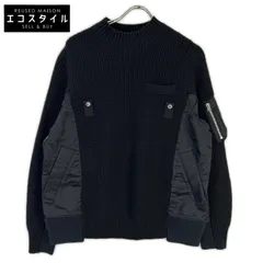sacai　サカイ　SCM-031 ブラック Wool Knit Pullover/ドッキングニットセーター　1のサムネイル