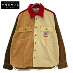 carhartt　カーハート　【×MARNI】CUMU031301UTX004 ブラウン×レッド コーデュロイカラー マルニ ロングスリーブ オーバーシャツ　Sのサムネイル