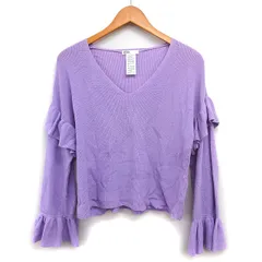 ダブルスタンダードクロージング ダブスタ DOUBLE STANDARD CLOTHING ワイド Vネック ニット セーター リブ フリル クロップド 長袖 F 紫 パープル /NT14のサムネイル