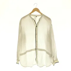 パドカレ pas de calais ストライプ 長袖 シャツ バンドカラー 36 ライトグレー /HK ■OSのサムネイル