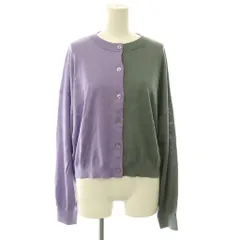 エンフォルド ENFOLD 25AW BICOLOR CARDIGAN カーディガン バイカラー シルク クルーネック 長袖 38 ライトパープル グレー /HS ■OSのサムネイル