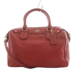 COACH】 コーチ レザー ハンドバッグ ミニボストンバッグ レッド