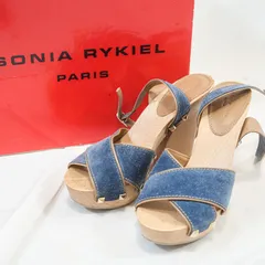 SONIA RYKIEL ソニアリキエル サンダル ヒール ウッドソール デニム 37サイズ 24.5cm相当 レディース 靴のサムネイル