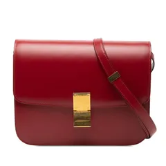 セリーヌ クラシックボックス ミディアム 斜め掛け ショルダーバッグ レッド レザー レディース CELINE【1-0276907】のサムネイル
