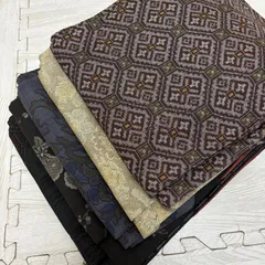 大島紬 着物 正絹 5着 着物まとめ売り リメイク材料 s-1178のサムネイル