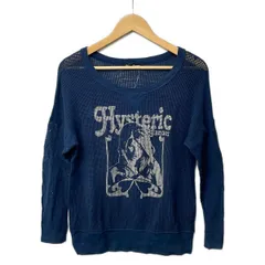 HYSTERIC GLAMOUR(ヒステリックグラマー) 長袖セーター サイズF レディース美品  ネイビー×白 クルーネック/コットンのサムネイル