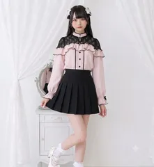 完売品 夢展望 DearMyLove ハートチョーカーレースフリルブラウス ピンク LLのサムネイル