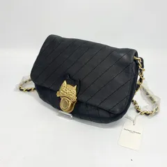 未使用に近い TSUMORI CHISATO CARRY ツモリチサト レザー ミニ ショルダーバッグ 斜め掛け 鞄 黒 猫 ゴールド金具 レディース _201のサムネイル
