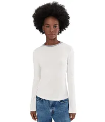 ヴィンス レディース トップス シャツ Vince Heather Tipped Long Sleeve Crew Off White Combo オフホワイトのサムネイル