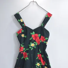 80s-90s HAWAII製 ROYAL CREATIONS HAWAII ハイビスカス柄 ショートサロペット ロンパース USED ヴィンテージ 古着 レディース M〜Lサイズ相当のサムネイル