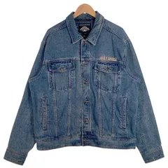 Harley-Davidson ハーレーダビッドソン バー&シールド デニムジャケット バック 刺繡ロゴ ライトブルー Size XLのサムネイル
