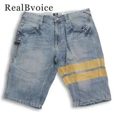 RealBvoice リアルビーボイス 春夏★ USED加工 デニム ハーフ ショート パンツ ジーンズ 大きいサイズ Sz.36 メンズのサムネイル