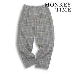 MONKEY TIME モンキータイム ユナイテッドアローズ 通年★ ワイド テーパード グレンチェック パンツ Sz.M メンズ グレーのサムネイル