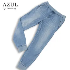 AZUL by moussy アズール マウジー USED加工★ スウェット ドビー デニム ストレッチ ジョガー パンツ ジーンズ Sz.M メンズのサムネイル