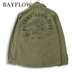 BAYFLOW ベイフロー 通年★ サーフガール バックプリント 長袖 ミリタリー シャツ ジャケット Sz.2 メンズのサムネイル