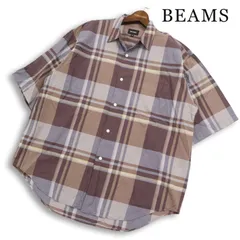 BEAMS ビームス 春夏★ コットン シルク 半袖 ビッグシルエット チェック イージー シャツ Sz.M メンズのサムネイル