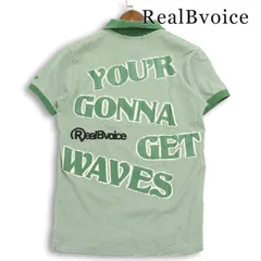 RealBvoice リアルビーボイス 春夏★ 半袖 ボーダー ロゴプリント ワッペン ポロシャツ Sz.M メンズのサムネイル