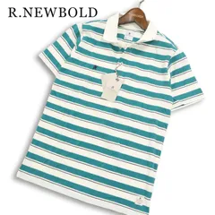 【新品 未使用】 R.NEWBOLD ポールスミス 春夏★ 半袖 鹿の子 ボーダー ロゴ刺繍 ポロシャツ Sz.S メンズのサムネイル