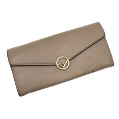 未使用極美品】FENDI エフイズフェンディ 長財布 グレージュ レザー