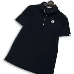 and per se アンパスィ ゴルフ 春夏★ 半袖 総柄 ジャガード ワッペン ポロシャツ Sz.L メンズ 紺 ネイビーのサムネイル