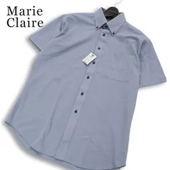 【新品 未使用】 Marie Claire マリクレール 春夏 超形態安定★ 半袖 ストレッチ ボタンダウン シャツ Sz.41 メンズのサムネイル