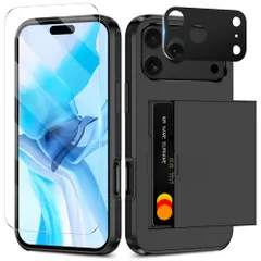 COOLDEN いphone17Pro 用 ケース カード 収納 背面 対応 iPhone 17 Pro 用 ケース 手帳型 カード入れ 【ガラスフィルム + カメラフィルム】 米軍MIL規格 耐衝撃最強 カバー 落下防止 全面保護 指紋防止 マット質 スマホのサムネイル
