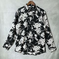 廃番/美品【シヴァーライズ】モノクロ ローズ 半袖シャツ フラワー 花