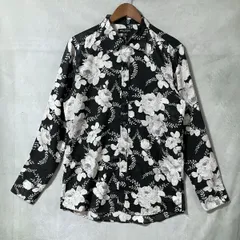 MEN'S TENORAS メンズティノラス 90's archive ポリエステル ジャガード 総柄 バラ柄 プリント テロテロ生地 シャツ size.LL ブラックのサムネイル