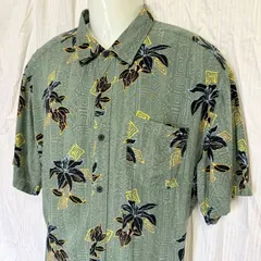 BILLABONG ビラボン 半袖 レーヨンアロハシャツ ボタニカル柄 カーキ　サイズM(日本サイズL)のサムネイル