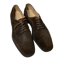 【送料無料】"Salvatore Ferragamo" Curved-Panel Suede Derby Shoes – Brown 関連イメージワード：スエード ブラウン ドレスシューズのサムネイル