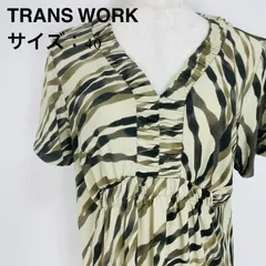 TRANS WORK（トランスワーク）のギャザー プルオーバーカットソー 総柄  ベージュ Ｌサイズのサムネイル