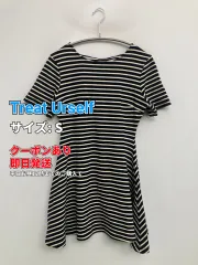 Treat Urself トリートユアセルフ ワンピース S ブラック コットン ボーダー柄 半袖 ショート・ミニ丈 タイト レディースのサムネイル