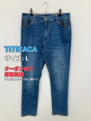 TITICACA チチカカ デニムパンツ L ブルー フルレングス 無地 刺繍 ストレート スタンダード レギュラー ヴィンテージ レディースのサムネイル