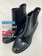 HUNTER ハンター ブーツ US7 ネイビー 無地 ポインテッドトゥ ミドル サイドゴア 太ヒール プレーントゥ レディースのサムネイル