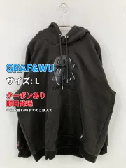 GRAF&WU パーカー L ブラック コットン 前面プリント ブランドロゴ ワンポイント プルオーバー 長袖 メンズ レディースのサムネイル
