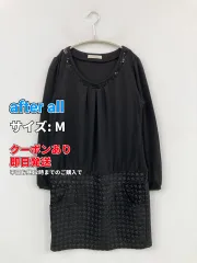 after all ワンピース M ブラック 無地 ライン柄 その他総柄 長袖 ひざ丈 タイト レディースのサムネイル