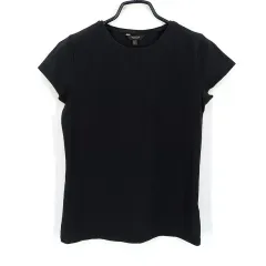 マッシモ ドゥッティ レディース 夏 スリムフィット ラウンドネック半袖Tシャツ ブラック (HU45805)のサムネイル