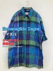 Ermenegildo Zegna エルメネジルドゼニア シャツ/ブラウス L ブルー リネン・麻 チェック柄 ロング丈 半端袖 レギュラーカラー メンズのサムネイル