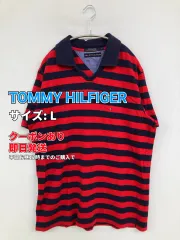 TOMMY HILFIGER トミーヒルフィガー ポロシャツ L レッド ボーダー柄 半袖 レディースのサムネイル