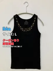 ikka イッカ タンクトップ L ブラック 無地 ビジュー カップなし レディースのサムネイル